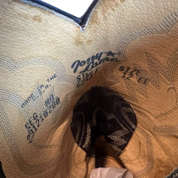 Tony Lama 6250 Black Shrunken Shoulder Leather Boots Mens Size 12 EE - Picture 6 of 8